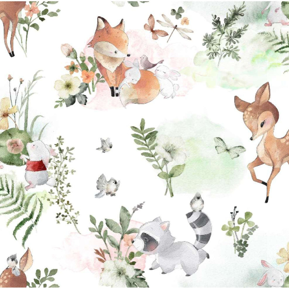 Springs Creative Flannel Nature Baby Deer on White
