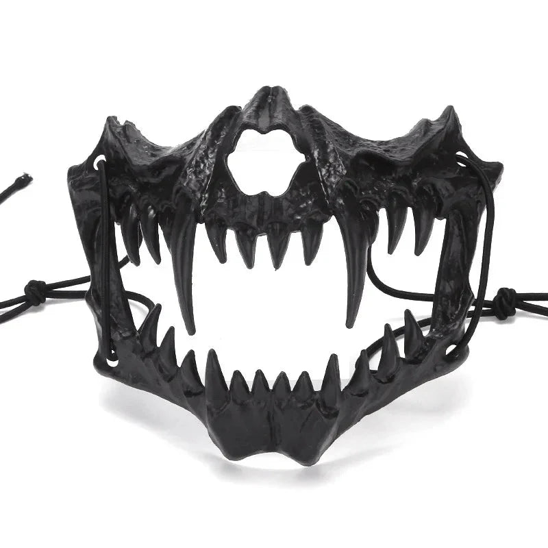 Halloween Half-Face Mask - Dragon, Tiger, Tengu, Wolf, and Skull Designs