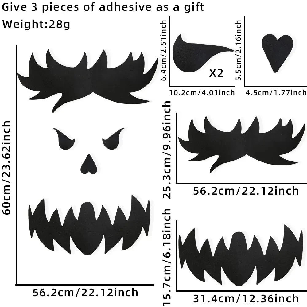 Halloween Door & Window Stickers - Skeleton Hands, Pumpkins, Ghosts, and Witch Hat Decor