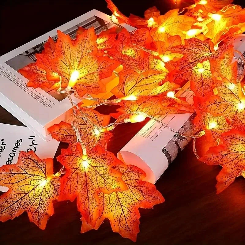 10/20 LED Maple Leaf String Lights – Battery Powered Fairy Lights for Home & Outdoor Decor