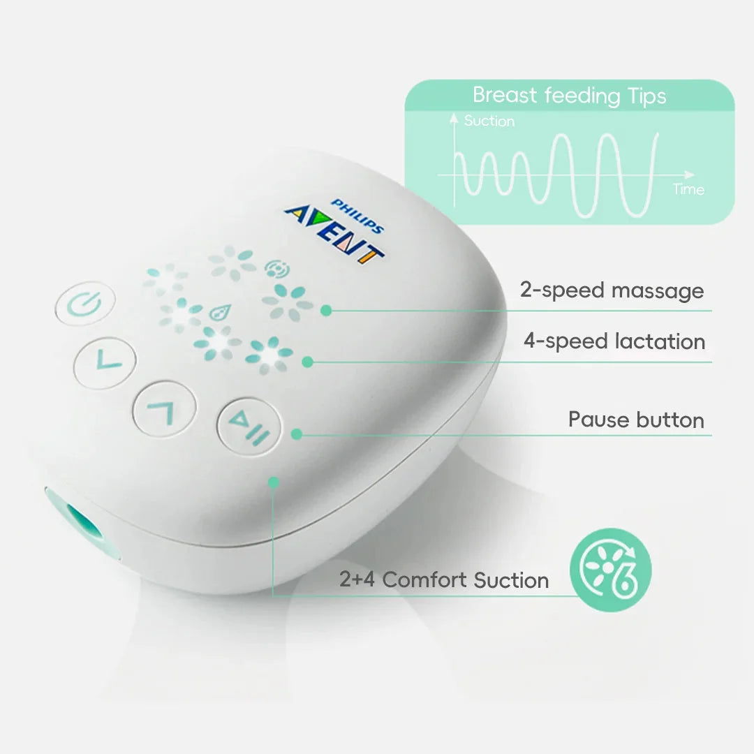 PHILIPS AVENT Portable Single Electric Breast Pump with Smart Massage & Petal Stimulation – Mimics Baby’s Natural Sucking