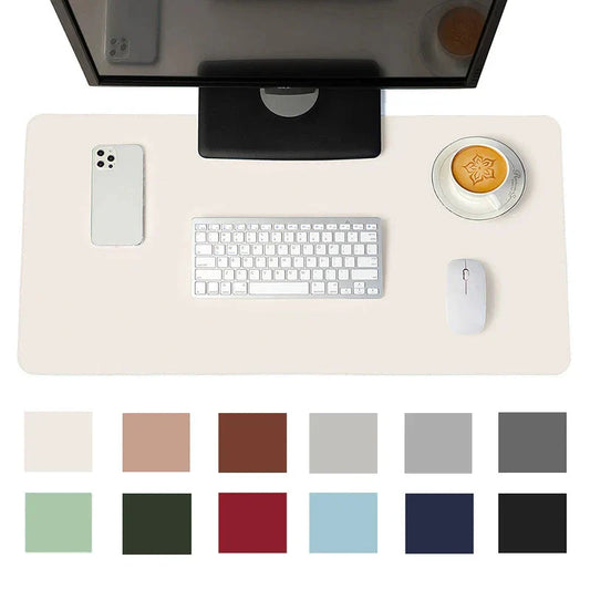 Large White PU Leather Mouse Pad – Waterproof Non-Slip Gaming Desk Mat for Keyboard & Computer Setup