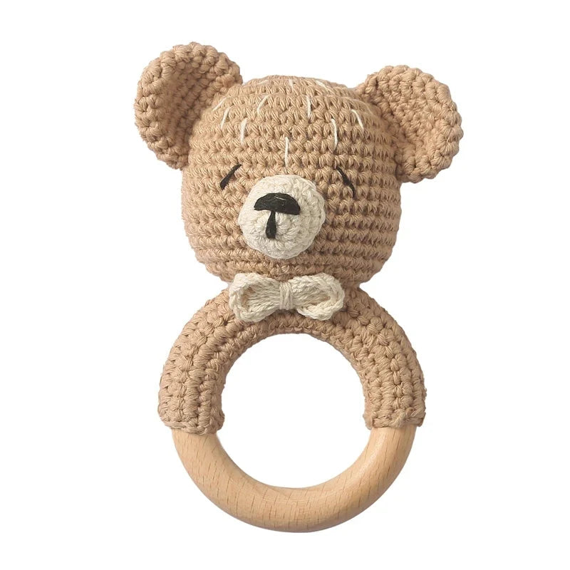 Crochet Animal Rattle Baby Toy Montessori Teether