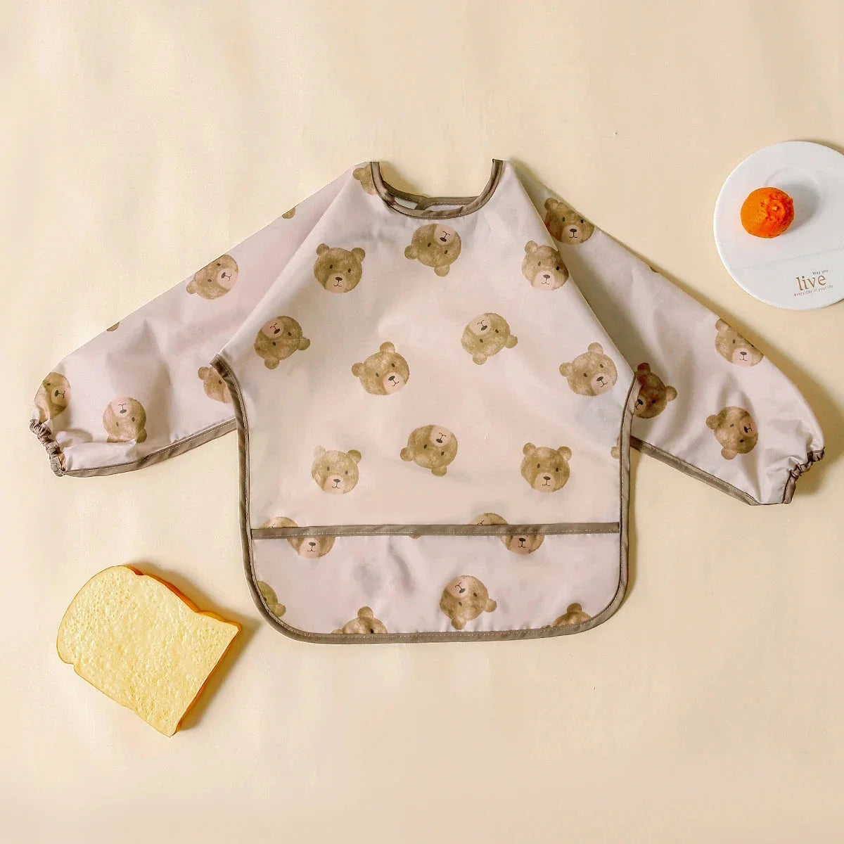 Waterproof Long Sleeve Baby Bib | Washable Feeding Bib with Full Coverage & Easy Clean Design