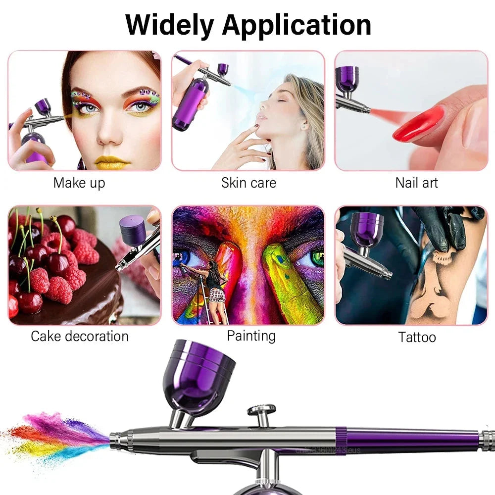 Portable Airbrush Nail Kit with Compressor - For Nails, Art, Cake, and Crafts