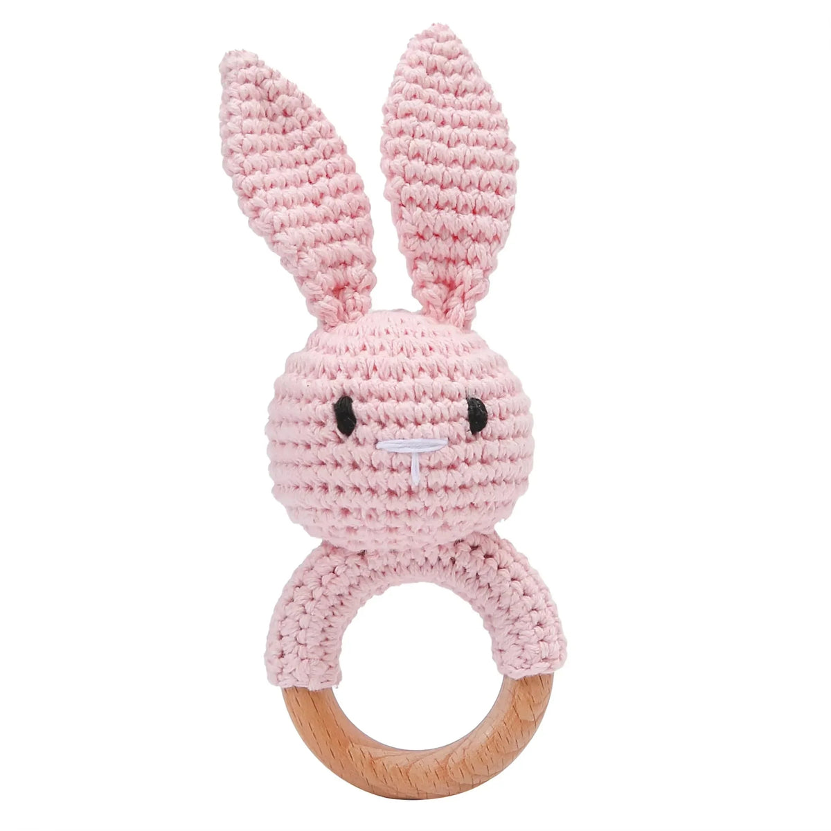 Baby Crochet Rattle Wooden Teether Toy BPA Free