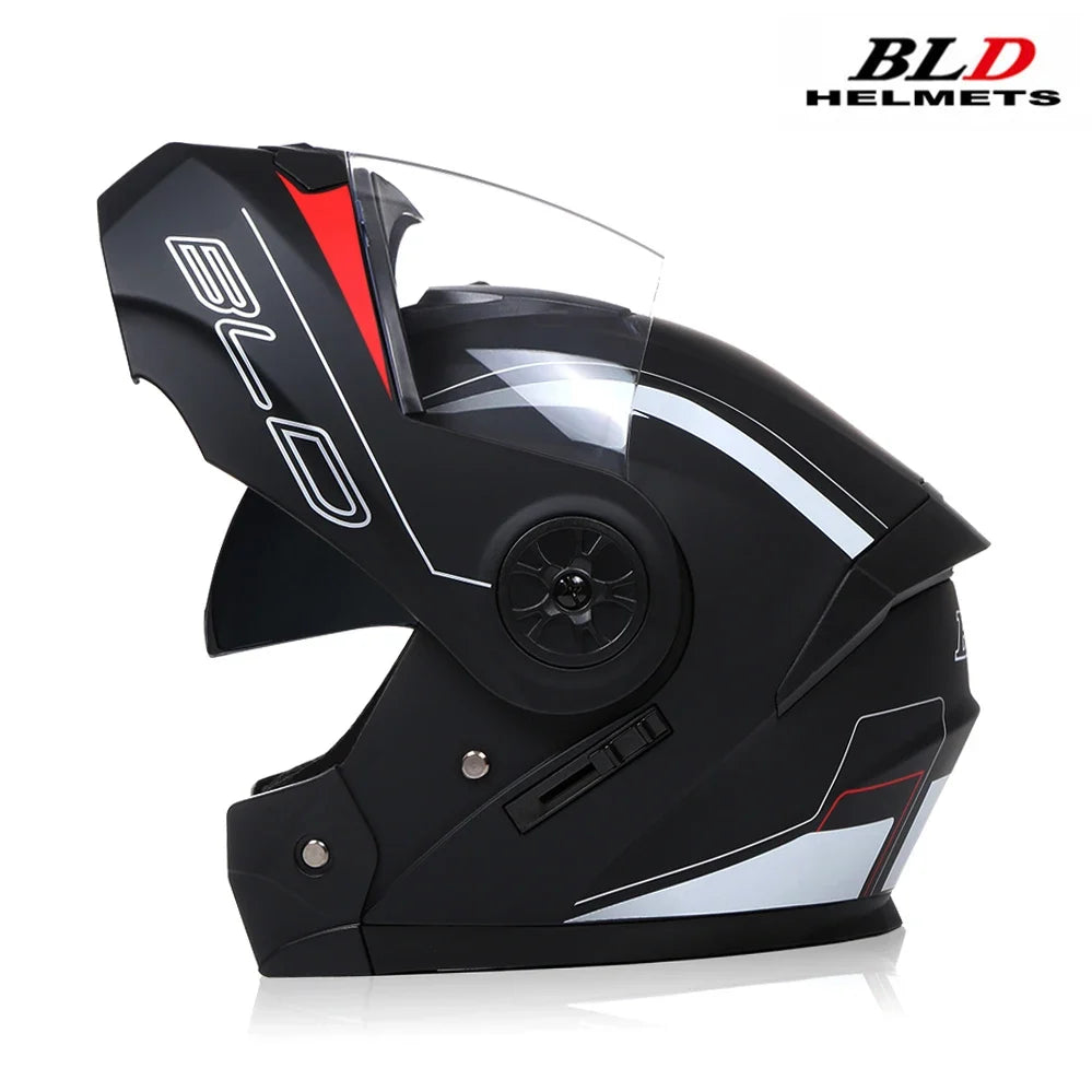 BLD Personalised Motorcycle Full Face Helmet Men Women Fashion Dual Lens Helmets Motocross Racing Modular Flip Up Casco Moto