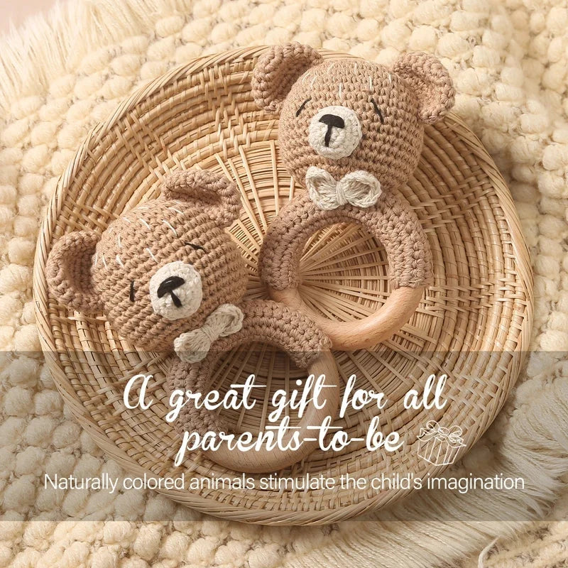 Crochet Animal Rattle Baby Toy Montessori Teether