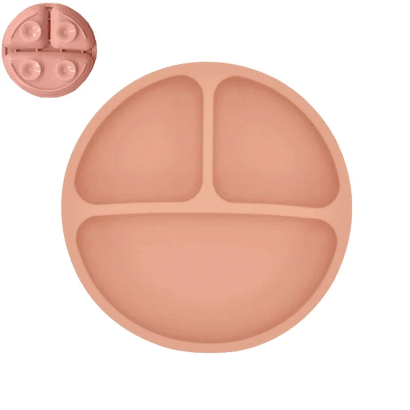 Silicone Baby Sucker Plate & Rice Spoon Set Cute Cartoon Tableware