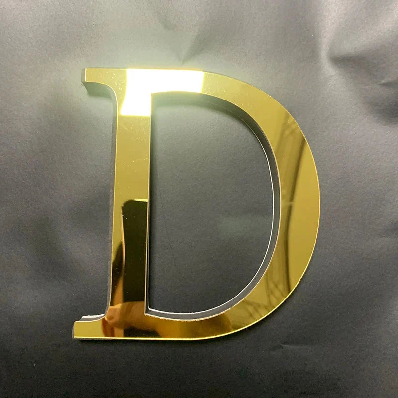 Gold Mirror 3D Letter Wall Stickers – Acrylic Peel & Stick Decor