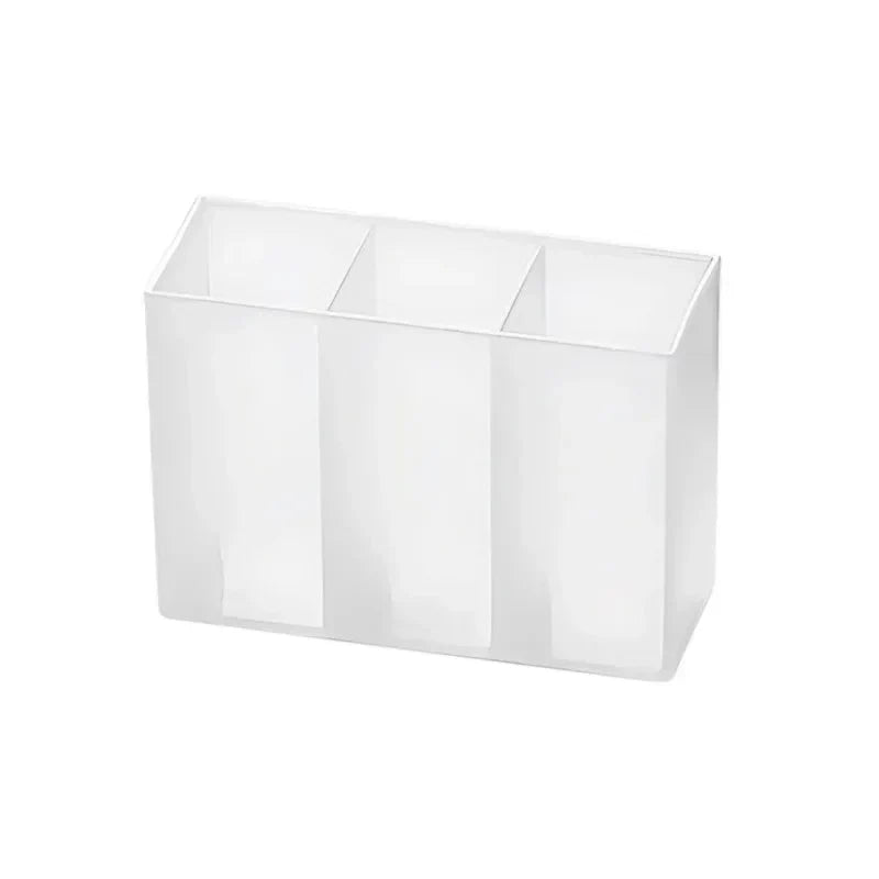 Mini Storage Box 3-Grid Plastic Makeup Brush Lipstick Storage Multi-Functional Desk Organizer for Home Kitchen Bathroom