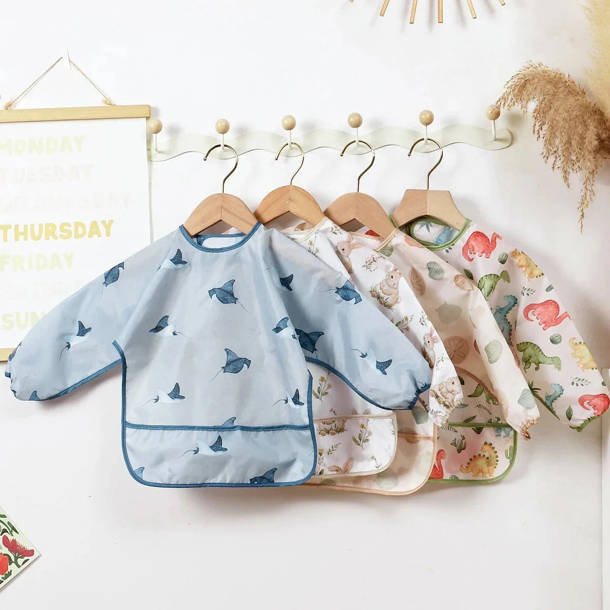Waterproof Long Sleeve Baby Bib | Washable Feeding Bib with Full Coverage & Easy Clean Design