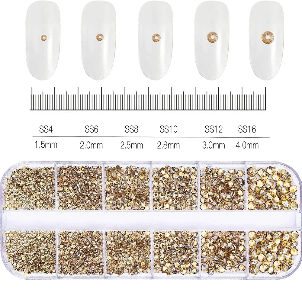 100/50cm Luxury Crystal Chain Nail Charms - 1.5/2mm Clear & AB Diamond Nail Art Decoration