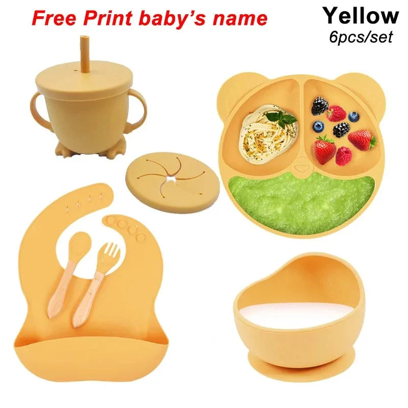 Silicone Baby Feeding Plate Set with Suction Bowl
