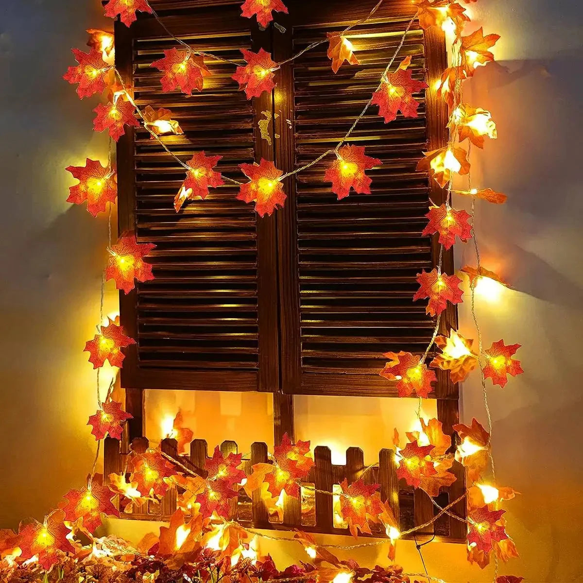 10/20 LED Maple Leaf String Lights – Battery Powered Fairy Lights for Home & Outdoor Decor