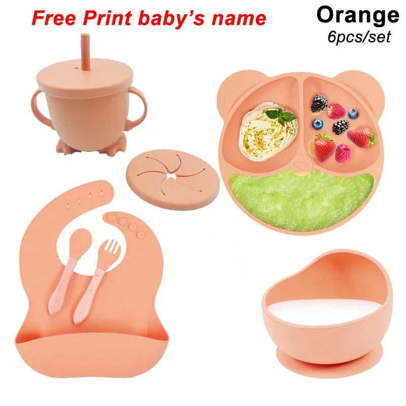 Silicone Baby Feeding Plate Set with Suction Bowl