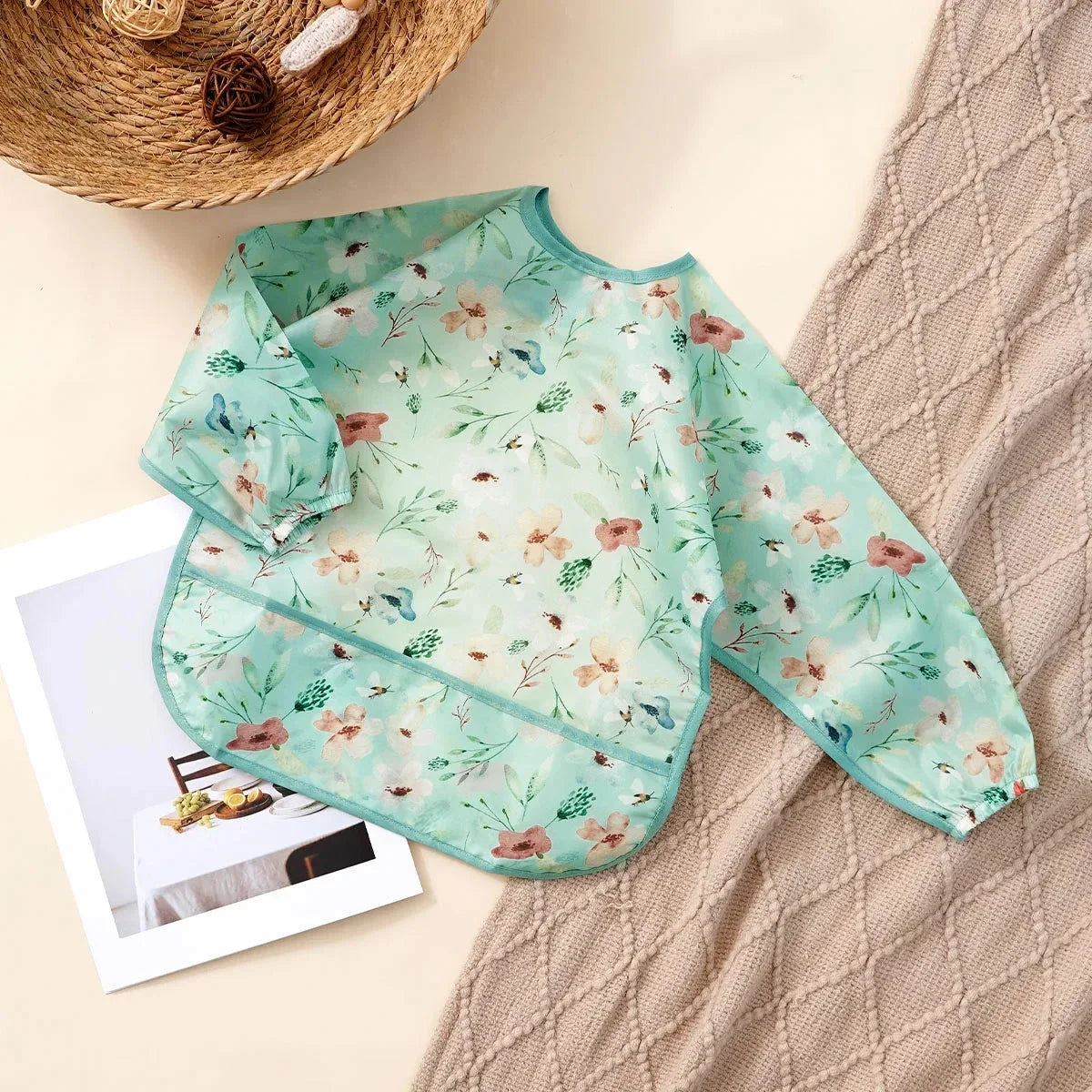 Waterproof Long Sleeve Baby Bib | Washable Feeding Bib with Full Coverage & Easy Clean Design