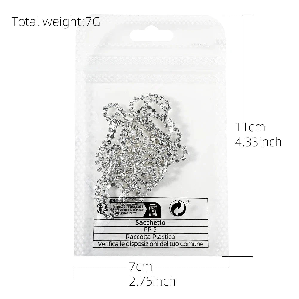100/50cm Luxury Crystal Chain Nail Charms - 1.5/2mm Clear & AB Diamond Nail Art Decoration