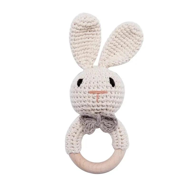 Baby Crochet Rattle Wooden Teether Toy BPA Free