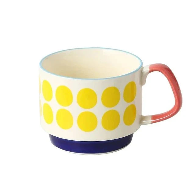 Japanese Flower Coffee Mug Set – Retro Ceramic Cup