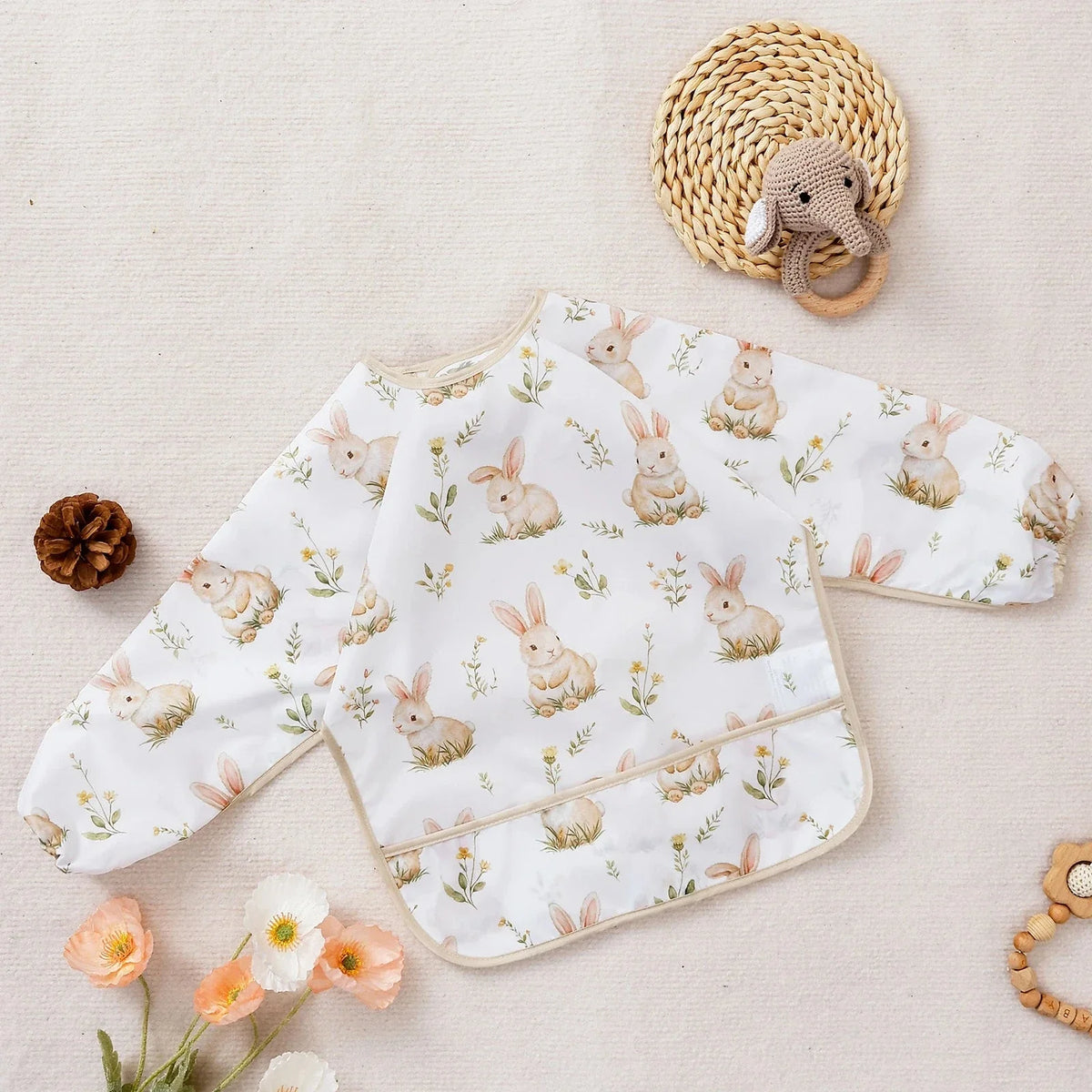 Waterproof Long Sleeve Baby Bib | Washable Feeding Bib with Full Coverage & Easy Clean Design