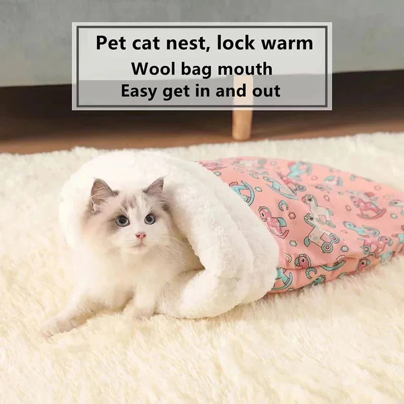Autumn Winter Cat Kennel – Closed Cozy Sleeping Bag for Cats