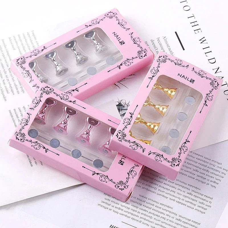Magnetic Nail Holder Set - 5/30pcs False Nail Tip Practice Stand with Crystal Base