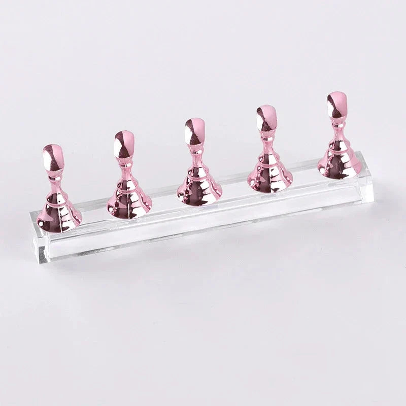 Magnetic Nail Holder Set - 5/30pcs False Nail Tip Practice Stand with Crystal Base