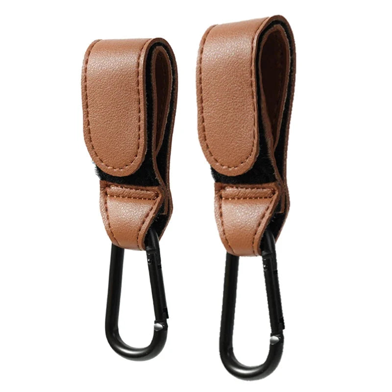 Baby Stroller Hook PU Leather Adjustable Pram Bag Hanger Travel Accessory