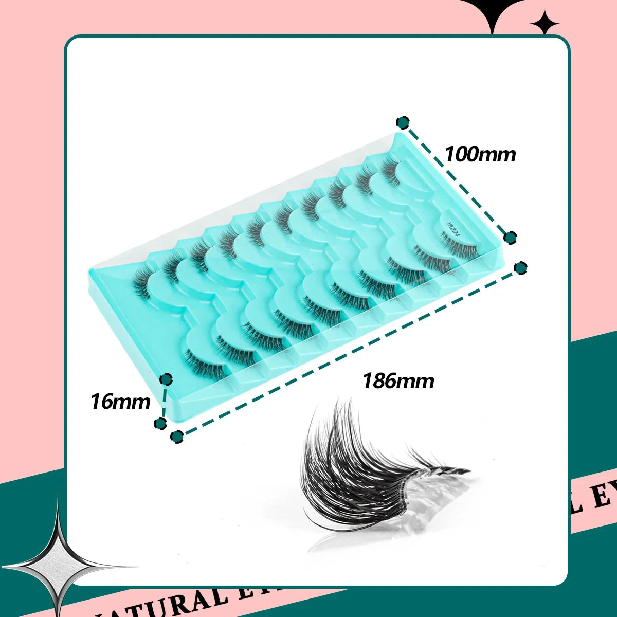 New Half Eyelashes 3D Cat Eye Lashes Clear Stem False Lashes