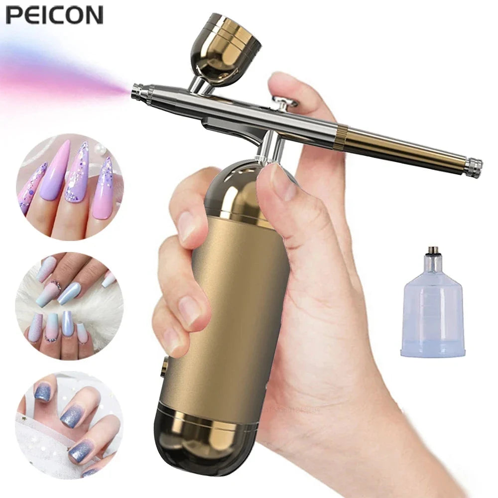 Portable Airbrush Nail Kit with Compressor - For Nails, Art, Cake, and Crafts
