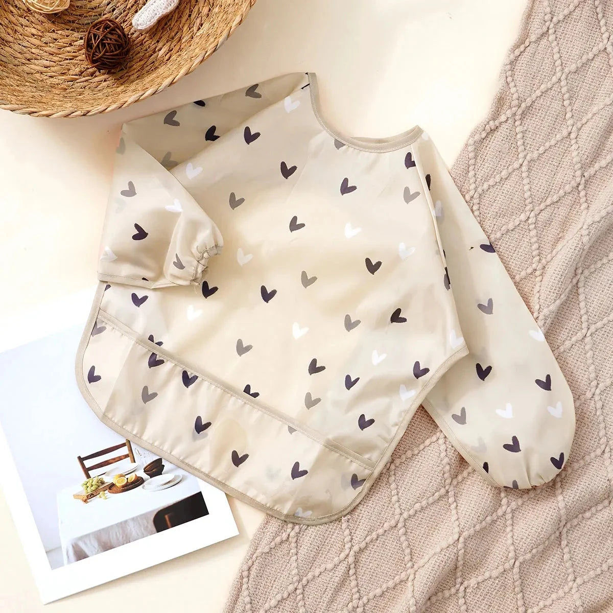 Waterproof Long Sleeve Baby Bib | Washable Feeding Bib with Full Coverage & Easy Clean Design