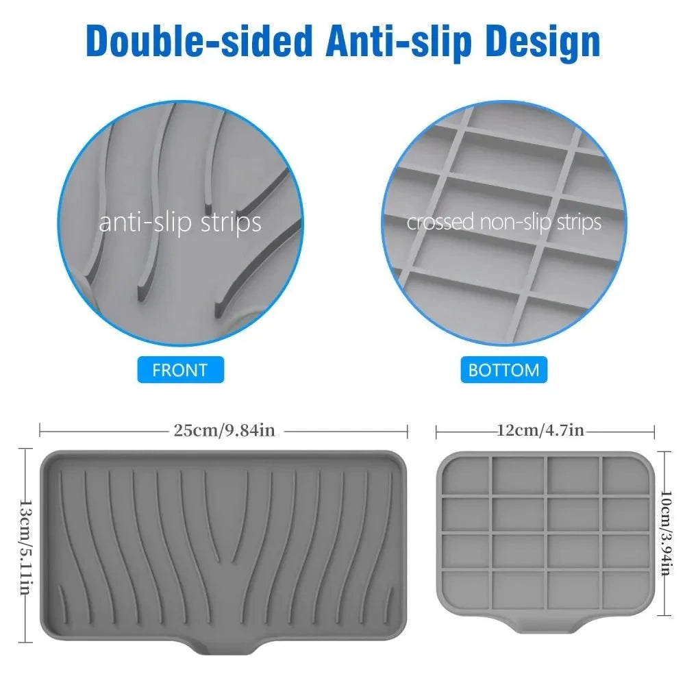 Silicone Drain Soap Dish - Anti-Slip Sink Tray for Kitchen & Bathroom