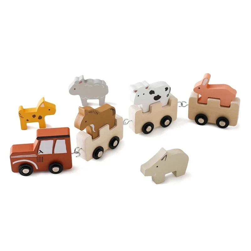 Wooden Train Birthday Toy Montessori Baby Learning