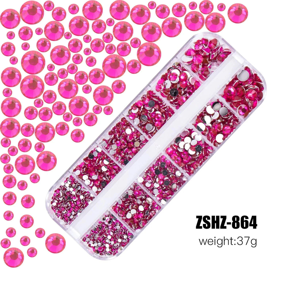 2400+ Shiny Clear Crystal Nail Rhinestones - Mixed Sizes & Shapes Flatback Gems