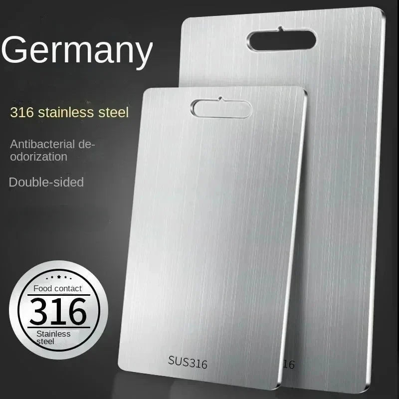 316 Stainless Steel Chopping Board – Thickened Double-Sided Antibacterial Cutting Board for Kitchen & Dough Kneading