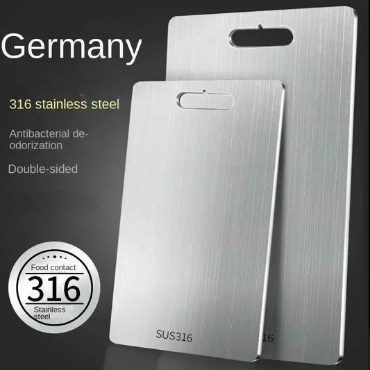 316 Stainless Steel Chopping Board – Thickened Double-Sided Antibacterial Cutting Board for Kitchen & Dough Kneading