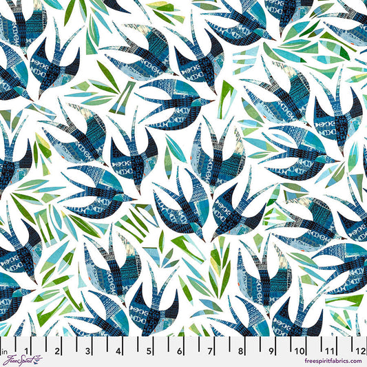 Swallows Blue Cotton 44"/45" Fabric Per Yard