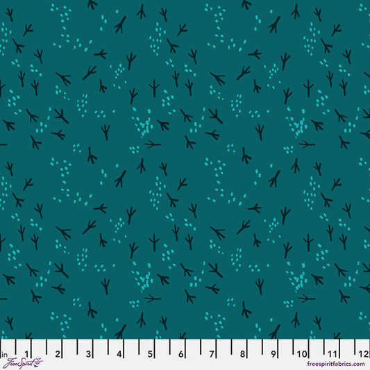 Teal Fancy Feet What the Birds Said Cotton 44"/45" Fabric Per Yard