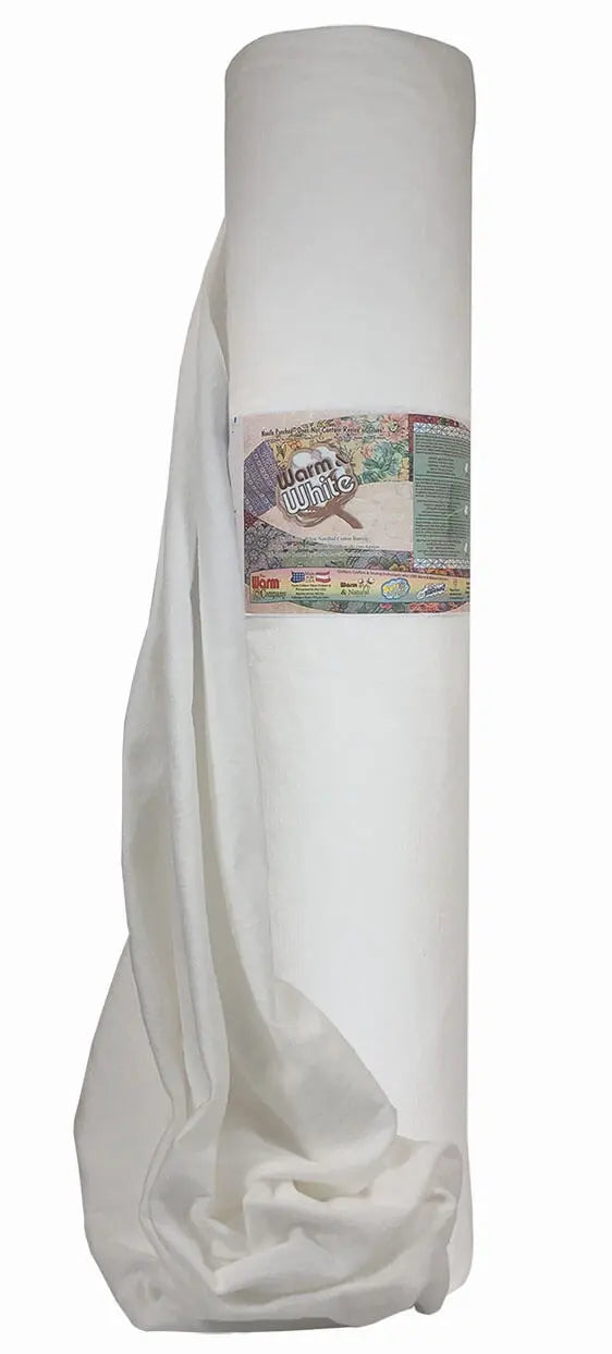 Warm & White 124" x 30 YD Cotton Batting - White Cotton Quilt Batting
