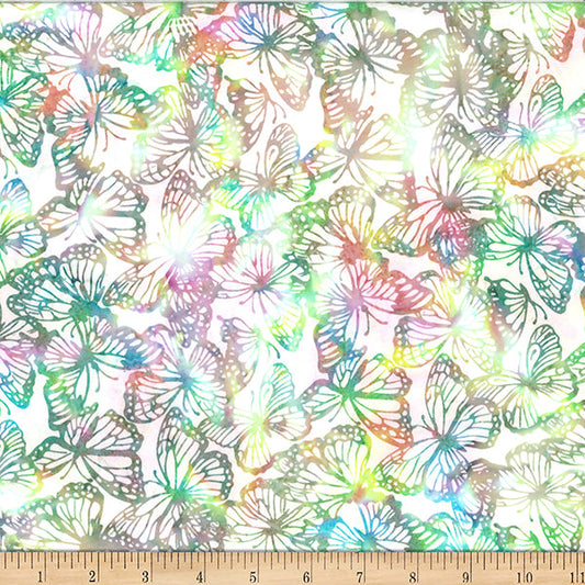 Spring Bali Batik Butterflies Cotton 44"/45" Fabric Per Yard