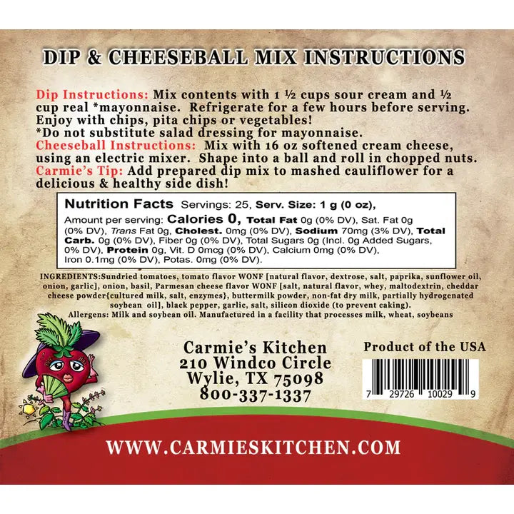 Carmie's Kitchen - Sundried Tomato & Basil Dip Mix