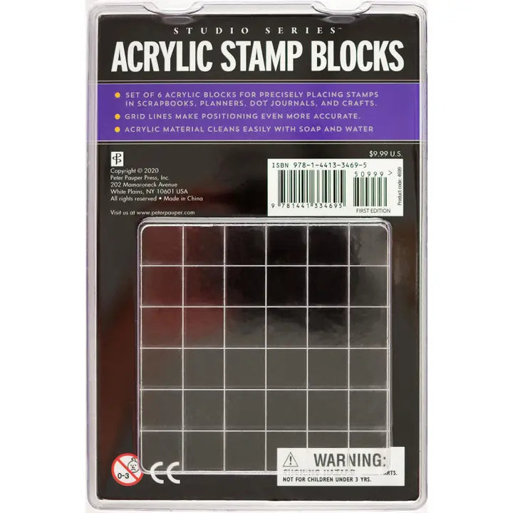 Peter Pauper Press - Studio Series Acrylic Block Stamp Set (6 clear blocks)