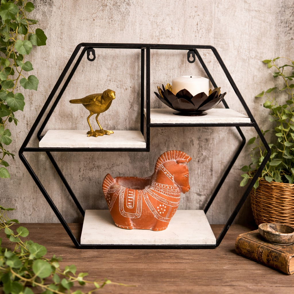 Iron and Wood Wall Shelf