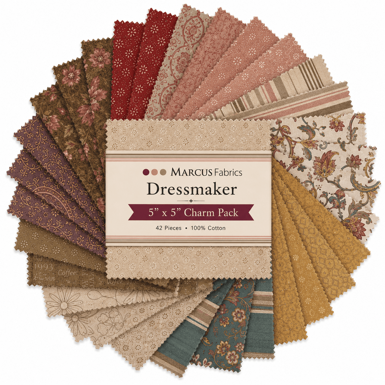 Dressmaker by Marcus Fabrics - 5"x5" Charm Pack (42 Squares)