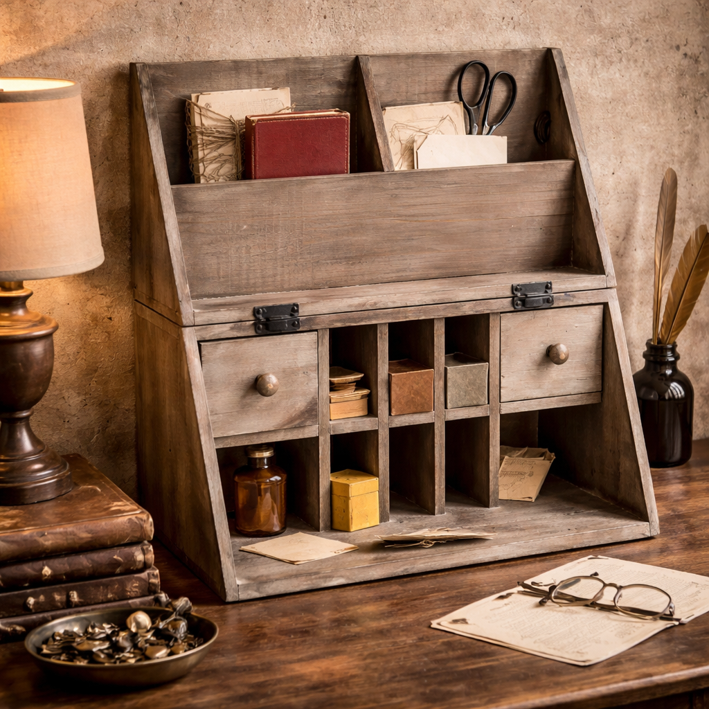 Recycled Wood Folding Desk Caddy
