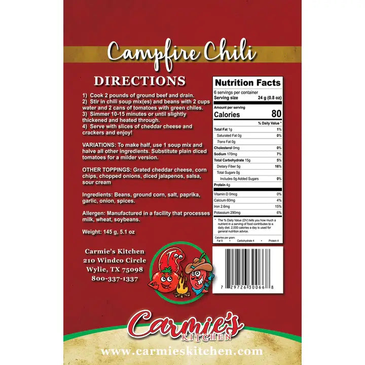 Carmie's Kitchen - Campfire Chili Soup Mix