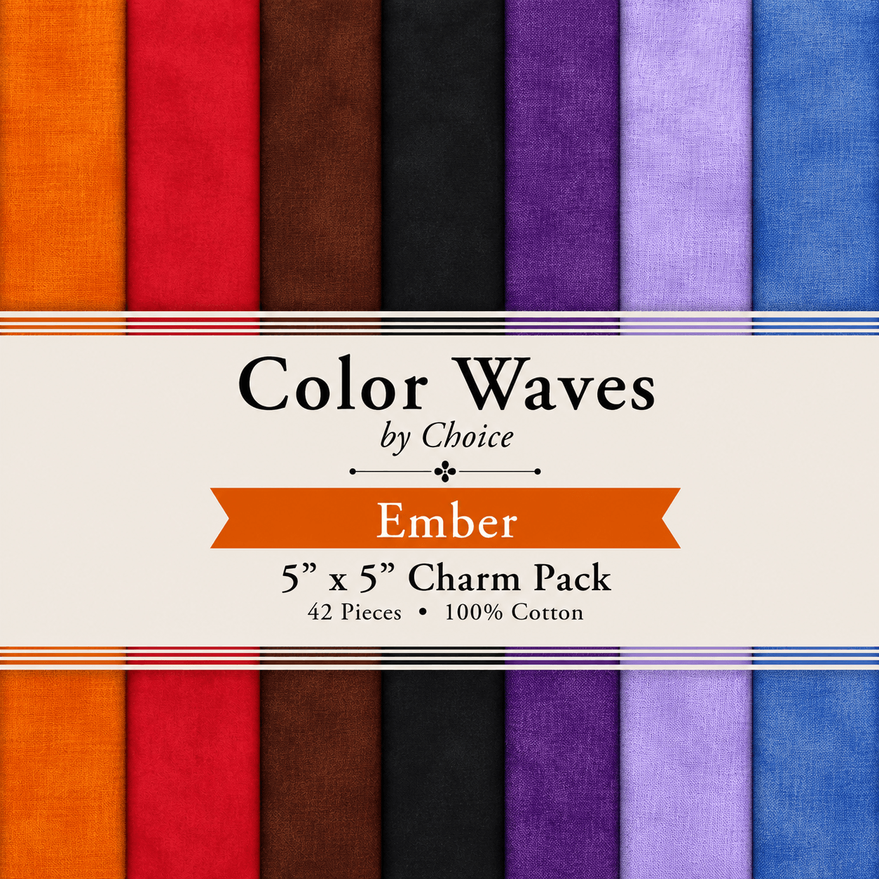 Color Waves Ember 5"x5" Charm Pack - 42 Squares