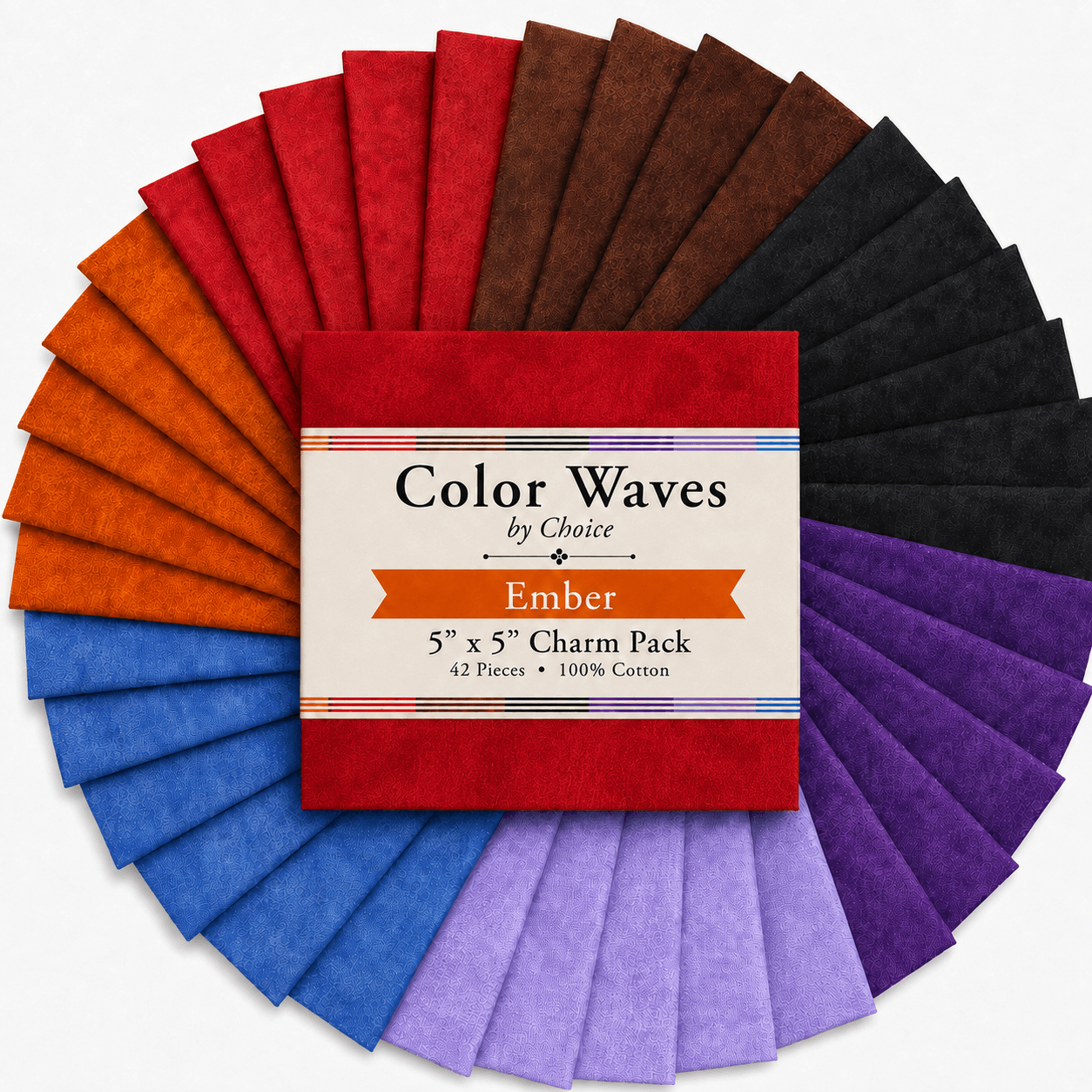 Color Waves Ember 5"x5" Charm Pack - 42 Squares