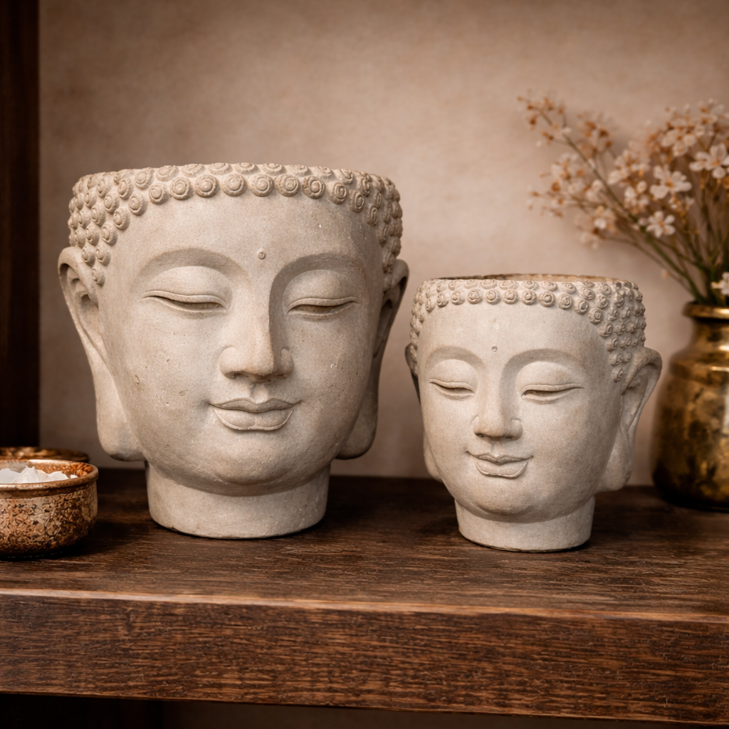 CEMENT WALL MOUNT HANGING BUDDHA PLANTER